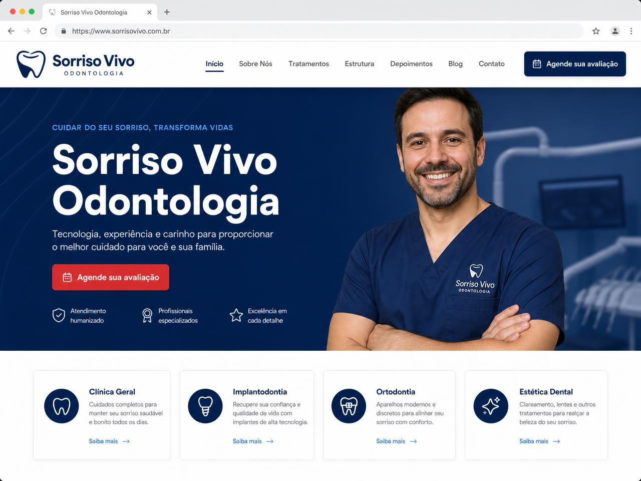 Site da Sorriso Vivo Odontologia criado pela Posiciona Sites